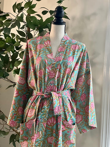 Cotton Robe for Women, Block print gown, Loungewear , house robe for women Bridesmaid Gifts