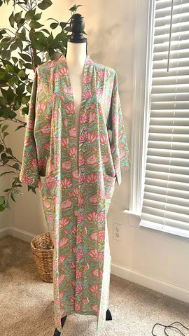 Cotton Robe for Women, Block print gown, Loungewear , house robe for women Bridesmaid Gifts
