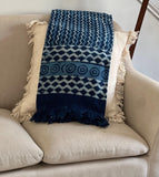 Indigo Blue Sofa Throw, Handmade Blanket, Oversize Throw Blanket,  Cotton Bedspread, Housewarming gift