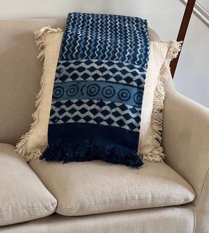 Indigo Blue Sofa Throw, Handmade Blanket, Oversize Throw Blanket,  Cotton Bedspread, Housewarming gift