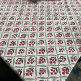 Red and green India blockprint tablecloth, Christmas Table cover, Rectangle tablecloth, Holiday table Scape