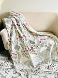 Designer blanket Red Floral Cotton bed Throw Blanket Couch Handmade Throw Home Decor Sofa throw Hand Loomed Unique Handmade gift