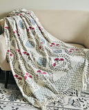 Designer blanket Red Floral Cotton bed Throw Blanket Couch Handmade Throw Home Decor Sofa throw Hand Loomed Unique Handmade gift