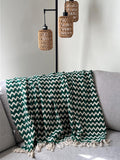 Block print throw blanket,Tassel throw blanket, Floral coverlet, handmade bed throw, Gift for her