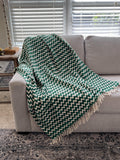 Block print throw blanket,Tassel throw blanket, Floral coverlet, handmade bed throw, Gift for her