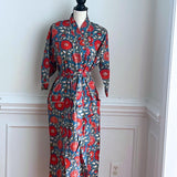 Pure Cotton robe, Indian Block printed House Robe Summer Kimono, red and Blue Floral Beach Coverup/Comfy Maternity wear, Gift for her