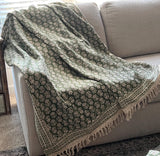 Spring Green blanket, Handmade blanket couch Sofa throw bedroom decor, Hand block print blanket Mother's day gift for mom