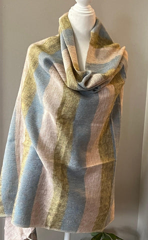 Himalayan Yak Wool Blanket Scarf in Beige  Blue, Green, Handmade Soft Oversized Shawl/Throws, Yoga blanket for meditation,