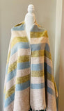 Himalayan Yak Wool Blanket Scarf in Beige  Blue, Green, Handmade Soft Oversized Shawl/Throws, Yoga blanket for meditation,