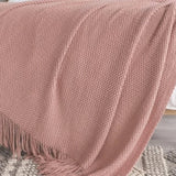 soft pink chunky throw blanket Dusty rose throw Blanket, Salmon pink cozy blanket with fringes for bedroom, Birthday gift for her
