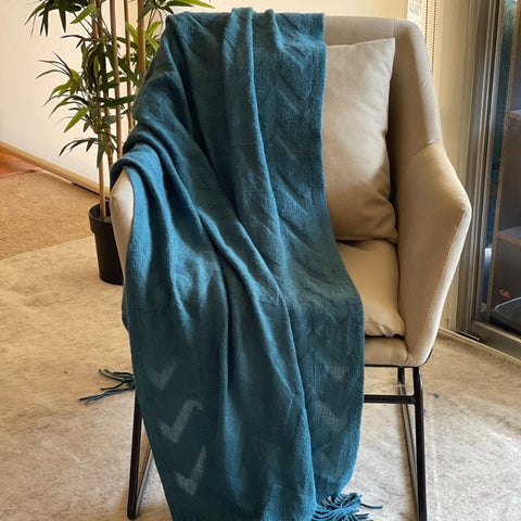 Knit Teal Blue Blanket, Turquoise Blanket for Couch in Size 50X60, Soft Throw Blanket, Bohemian Throw Blanket, Throw for Sofa, Gift For Her