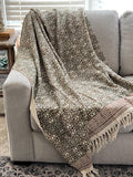 Brown throw blanket couch  Hand block print throw, Boho home decor, King/Queen Woven bedding for bedroom Housewarming gift for her