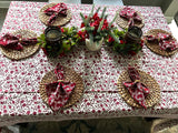 India block print tablecloth Cotton floral dining table decor, High quality runner with napkins and table mats set Gift for sister mom