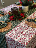 India block print tablecloth Cotton floral dining table decor, High quality runner with napkins and table mats set Gift for sister mom