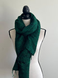 GREEN Yak Wool Nepalese Scarf, Himalayan hand loomed Shawl, Large warm scarf, Hippie Boho soft Shawl, Meditation shawl
