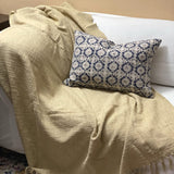 Mustard cotton throw blanket, Woven throw, Twin blanket size, Handmade natural deep dyed throw, Textures Blanket for sofa,Gift for her