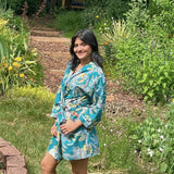 Block print short  robe, Front open cotton cardigan  House robe for girls, Lounge Wear, Birthday gift for girlfriend, Gift for her