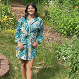 Block print short  robe, Front open cotton cardigan  House robe for girls, Lounge Wear, Birthday gift for girlfriend, Gift for her
