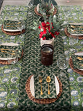 Sage Green Cotton Indian Hand Block Printed Tablecloth for Farmhouse Buffet Housewarming Picnic Boho Home Decor Floral, Sage Green