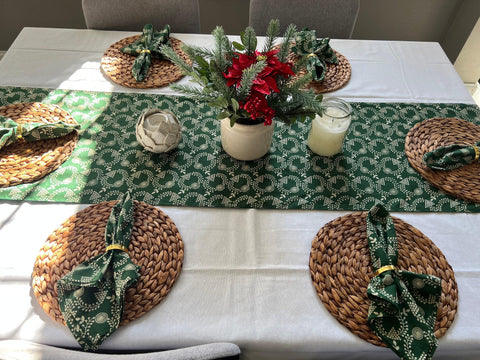Moss green Wreath table runner, Christmas home decor, Green table runner for dining table, Holiday Home decor, Gift for home