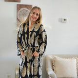 Pure cotton robe, Block print boho robe,  House robe Ankle length unisex dressing gown, gift for wife, Birthday gift for Mom sister friend