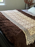 Brown floral throw blanket with tassels Boho home decor Hand block print sofa throw handmade throw for boho bed room decor Housewarming gift