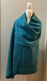 Extra Soft Yak Wool TURQUOISE Blanket Scarf, Teal Blue/  Black, Soft Oversized Shawl/ Made in Nepal, Yoga blanket for meditation