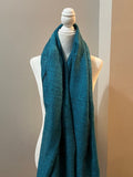 Extra Soft Yak Wool TURQUOISE Blanket Scarf, Teal Blue/  Black, Soft Oversized Shawl/ Made in Nepal, Yoga blanket for meditation
