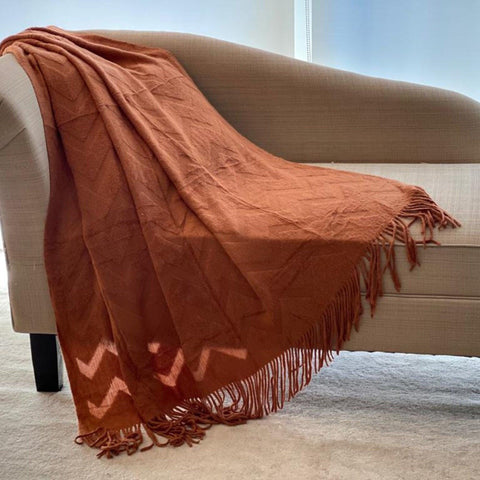 Burnt orange throw blanket,Fall blanket, Knitted throw blanket couch, Fall throw blanket, Cozy throw for couch/Sofa, Perfect Cozy Gift