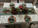 Sage Green Floral Indian BlockPrint Table Cloth for Dining Table, Christmas Table scape, Holiday Decor for Home