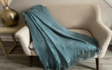 Throw Blanket in Burnt Orange Rustic Autumn Seasonal Décor Cozy Knitted Cover with Fringe Tassels Boho Bedspread Sofa Blanket New Home Gift
