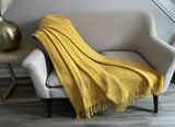 Throw Blanket in Burnt Orange Rustic Autumn Seasonal Décor Cozy Knitted Cover with Fringe Tassels Boho Bedspread Sofa Blanket New Home Gift