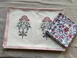 100% Cotton Block Print Placemat set with Napkins for Dining Table, Home Decor