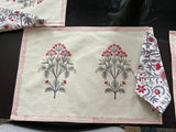 100% Cotton Block Print Placemat set with Napkins for Dining Table, Home Decor