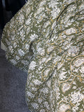 Green Quilt, Kantha Quilt, Green Floral  Kantha Quilt, Indian Cotton Bedding, Handmade  Bedspread in All Sizes, Perfect Christmas Gift