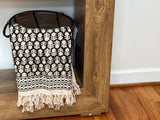 Black floral throw blanket couch handmade throw, Home Inspiration, Sofa/bed throw,Hand Loomed Throw, Unique Handmade gift