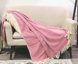 Orange Turkish blanket with tassels, Reversible Blanket, Boho blanket, Fall seasonal home decor Woven blanket  Gift for her