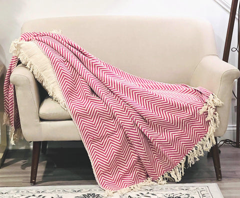 Orange Turkish blanket with tassels, Reversible Blanket, Boho blanket, Fall seasonal home decor Woven blanket  Gift for her