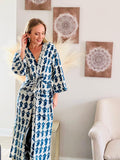 Boho Cotton Robe for Women, Beach Kimono for Women in Block Print, Kimono Swimsuit Cover Up for Women, Gift for Women