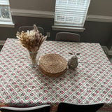 Green Floral Print Tablecloth, Floral Cotton TableCover, six to 8 seats , Farmhouse Tablecloth, Gift For Housewarming,