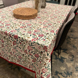 Green Floral Print Tablecloth, Floral Cotton TableCover, six to 8 seats , Farmhouse Tablecloth, Gift For Housewarming,