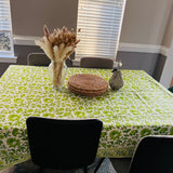 Green Floral Print Tablecloth, Floral Cotton TableCover, six to 8 seats , Farmhouse Tablecloth, Gift For Housewarming,