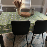 Green Floral Print Tablecloth, Floral Cotton TableCover, six to 8 seats , Farmhouse Tablecloth, Gift For Housewarming,