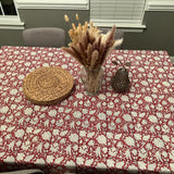 Green Floral Print Tablecloth, Floral Cotton TableCover, six to 8 seats , Farmhouse Tablecloth, Gift For Housewarming,