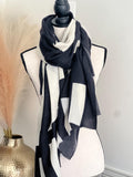 Black and white abstract pattern wool Scarf,  Warm and Cozy Scarf,  Oversized Scarf for Women,  Abstract Woven Print Handmade Gift for her