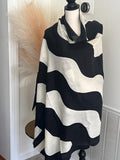 Black and white abstract pattern wool Scarf,  Warm and Cozy Scarf,  Oversized Scarf for Women,  Abstract Woven Print Handmade Gift for her