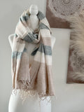 Natural Cream and Gray Himalayan Yak Wool Scarf,  handmade Made in Nepal ,Yak Wool Blanket Scarf, Soft Shawl, Scarf, Unique gift for her