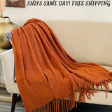 Cozy throw, Rust orange throw blanket couch, Soft Sofa throw, Cozy throw blanket,Birthday Gift for her, Gift for mom/dad