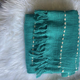 100% Cotton Teal Throw Blanket , Teal BlueThrow , Turquoise Blue Blanket , Turquoise Throw for Sofa , Teal BlueThrow for House Warming Gift