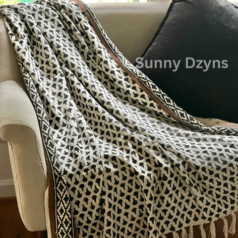 Cotton Throw Blanket, Boho Mud Cloth Throw Blanket, Gift for her Mothers day gift unique handmade gift